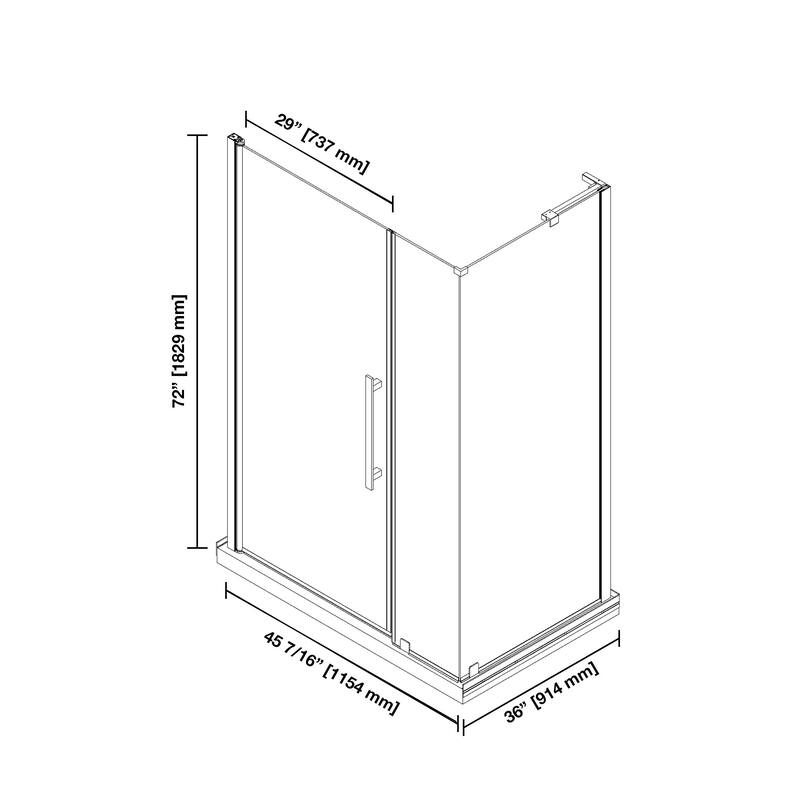 OVE Decors Pasadena Corner Frameless Pivot Shower Door Kit with Base Pan, 2025