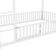 preview thumbnail 7 of 18, Twin Over Twin Floor Bunk Bed, Metal House-Shaped Bunk Bed Frame with Fence-Shaped Guardrail and Small Door for Kids Girls Boys