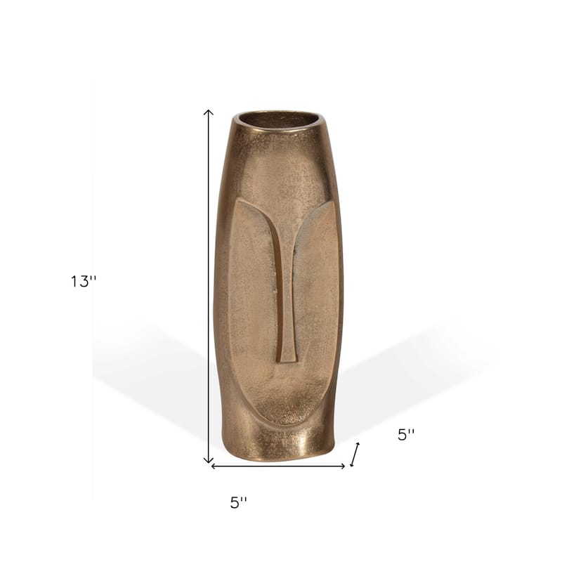 HomeRoots 13" Gold Aluminum Faces Cylinder Table Vase - 5