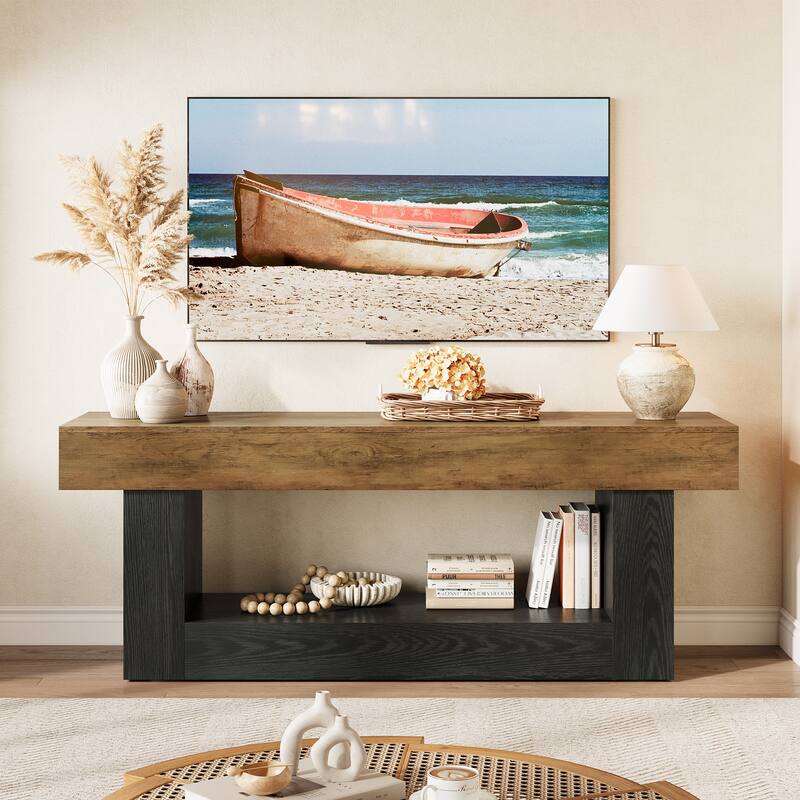 63" TV Stand for 55/60/65-inch TVs, Entertainment Center with Shelf