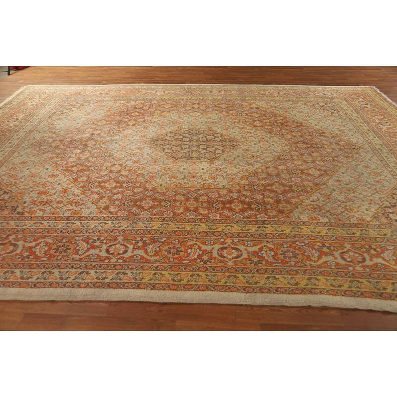 Vegetable Dye Tabriz Persian Area Rug Handmade Oriental Wool Carpet - 9'8"x 13'0"