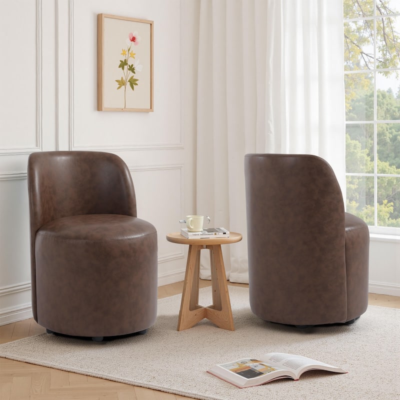 Lumibee 21" W Upholstered Side Dining Chair Set of 2 - Brown-Vegan Leather