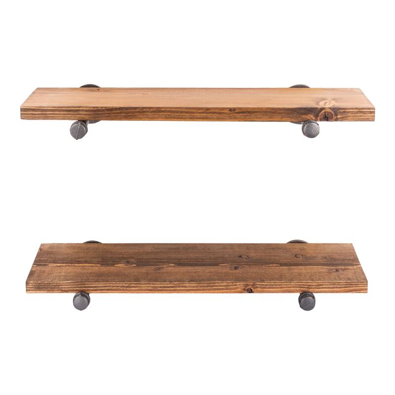 Restore Wood 24 in. Wall Shelf Straight Steel Pipe Brackets, Set of 2