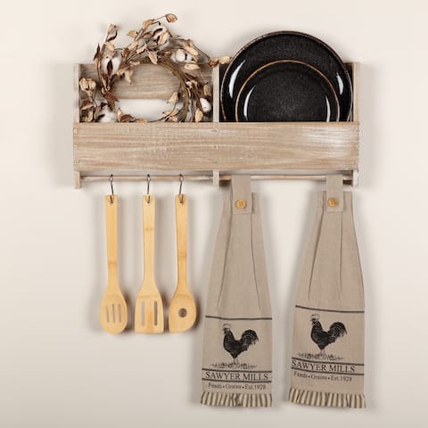Sawyer Mill Charcoal Poultry Button Loop Kitchen Towel Set of 2 - Kitchen Towel 6.5x18
