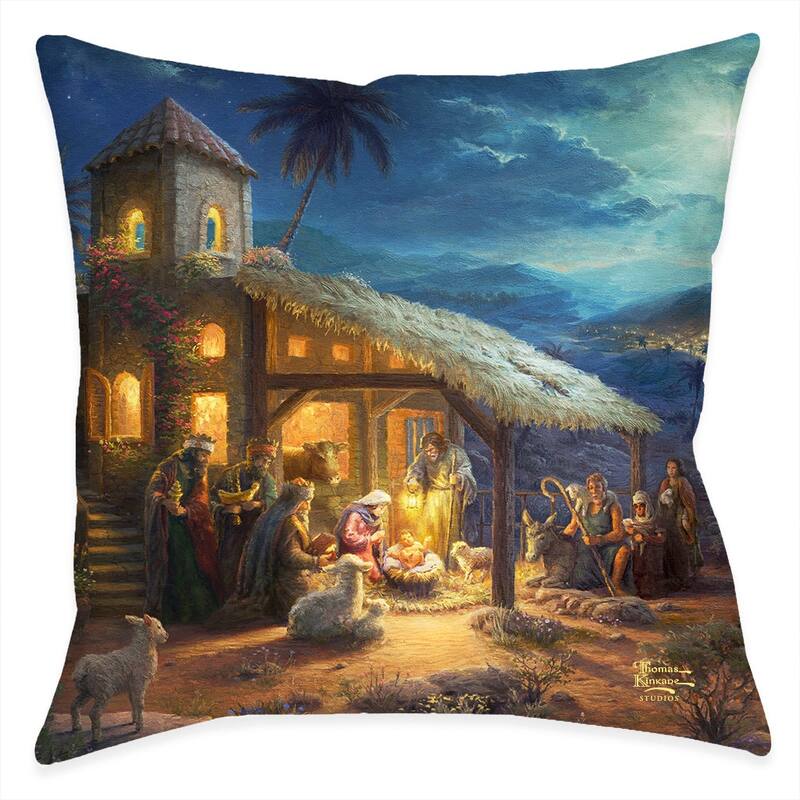Thomas Kinkade The Nativity Indoor Decorative Pillow by Laural Home