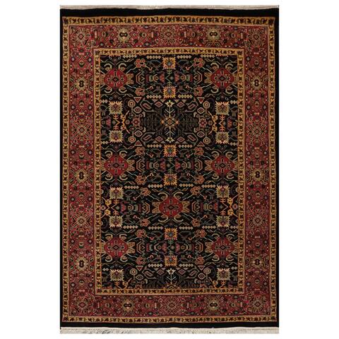 Hand Knotted Arts and Craft Antique Rose Wool Oriental Area Rug (4x6) - 4' x 6'