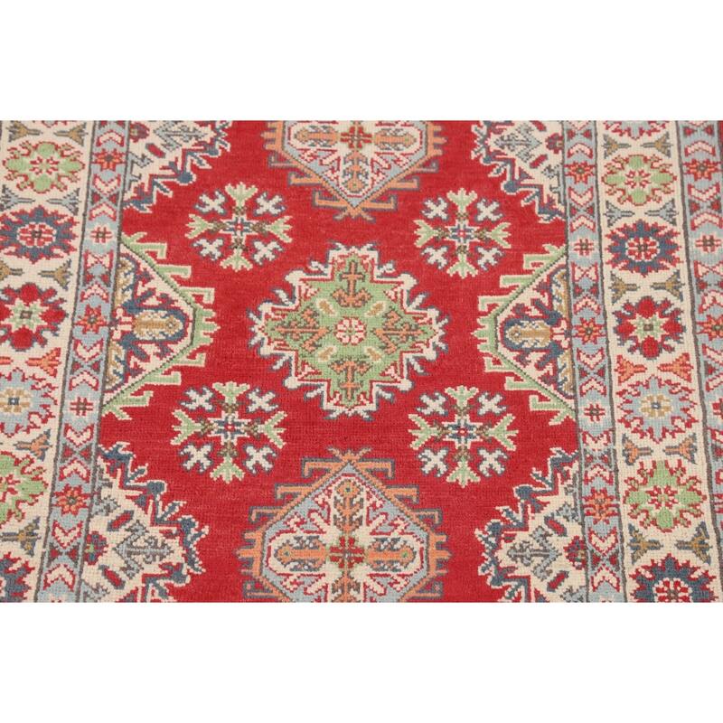 Oriental Kazak Foyer Rug Hand-Knotted Traditional Wool Carpet - 3'2" x 5'1"