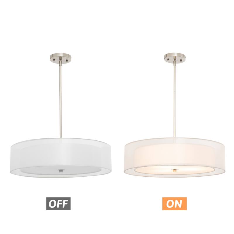 CO-Z 3-Light Antique Bronze Double Drum Pendant Chandelier