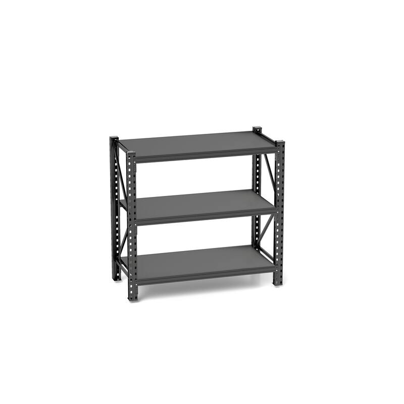 3-Tier Industrial Shelving Rack - 47in, Heavy Duty Steel Shelving Unit Adjustable, 51.2" W*23.6" D*47.3"H, Black, Requires Assem