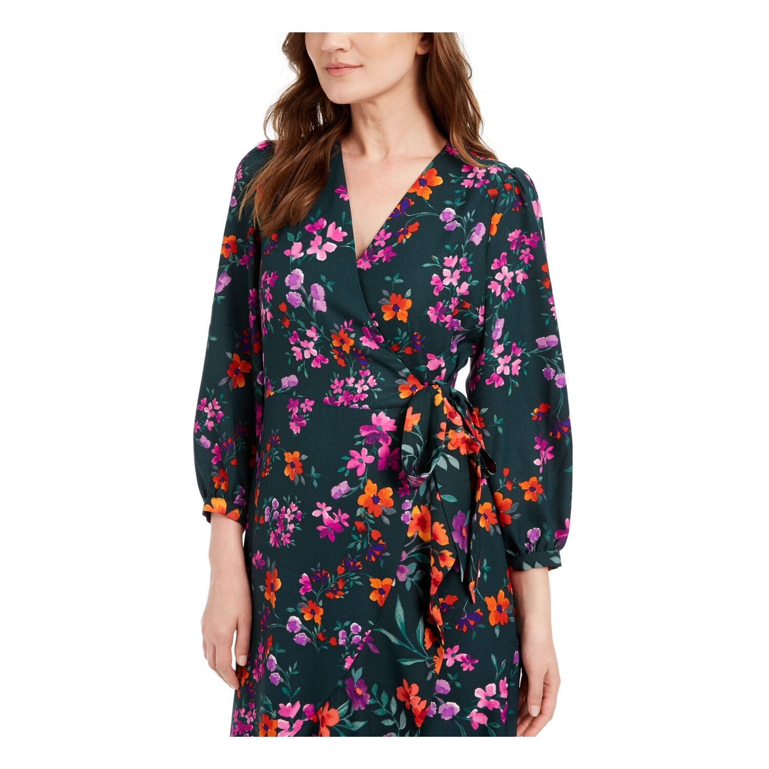 calvin klein green wrap dress