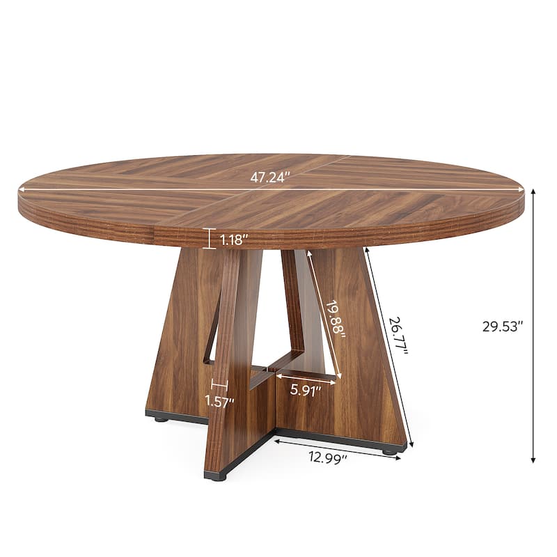 47" Round Dining Table for 4, Farmhouse Kitchen Table Small Dinner Table Wood Kitchen Table for Dining Room Living Room