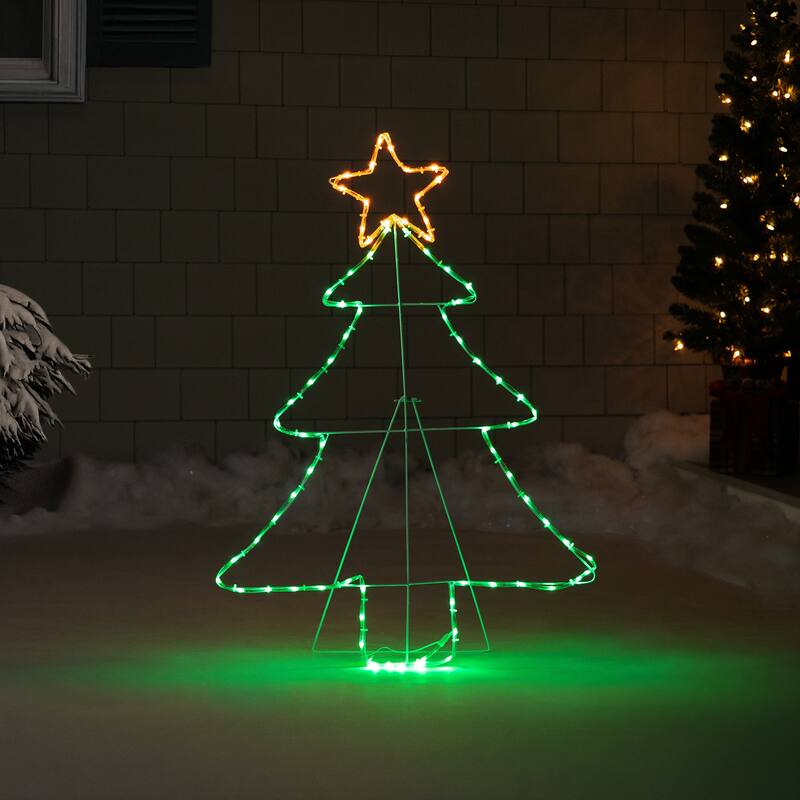 38.5" Lighted Christmas Tree Silhouette Outdoor Christmas Decor - White