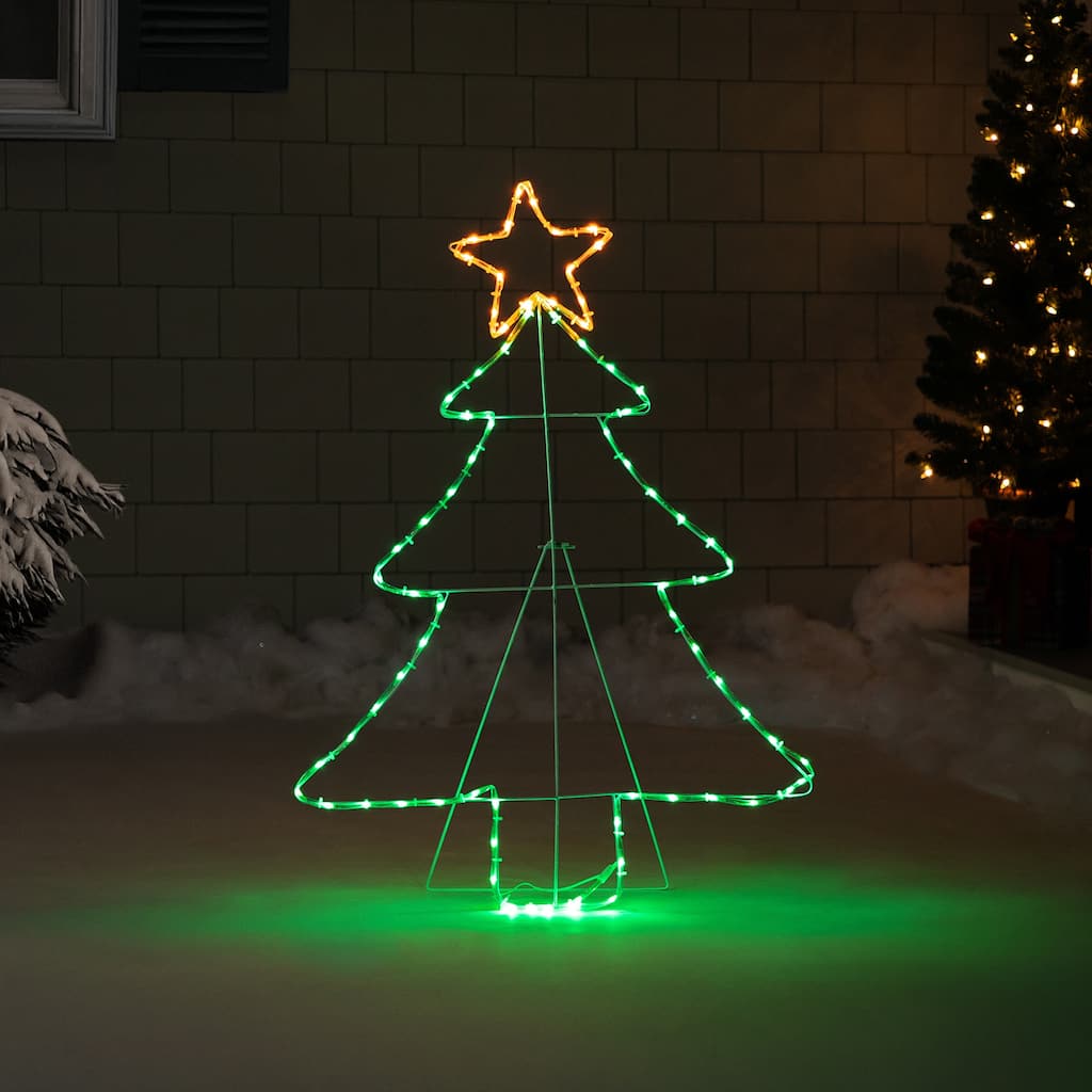 38.5" Lighted Christmas Tree Silhouette Outdoor Christmas Decor - White