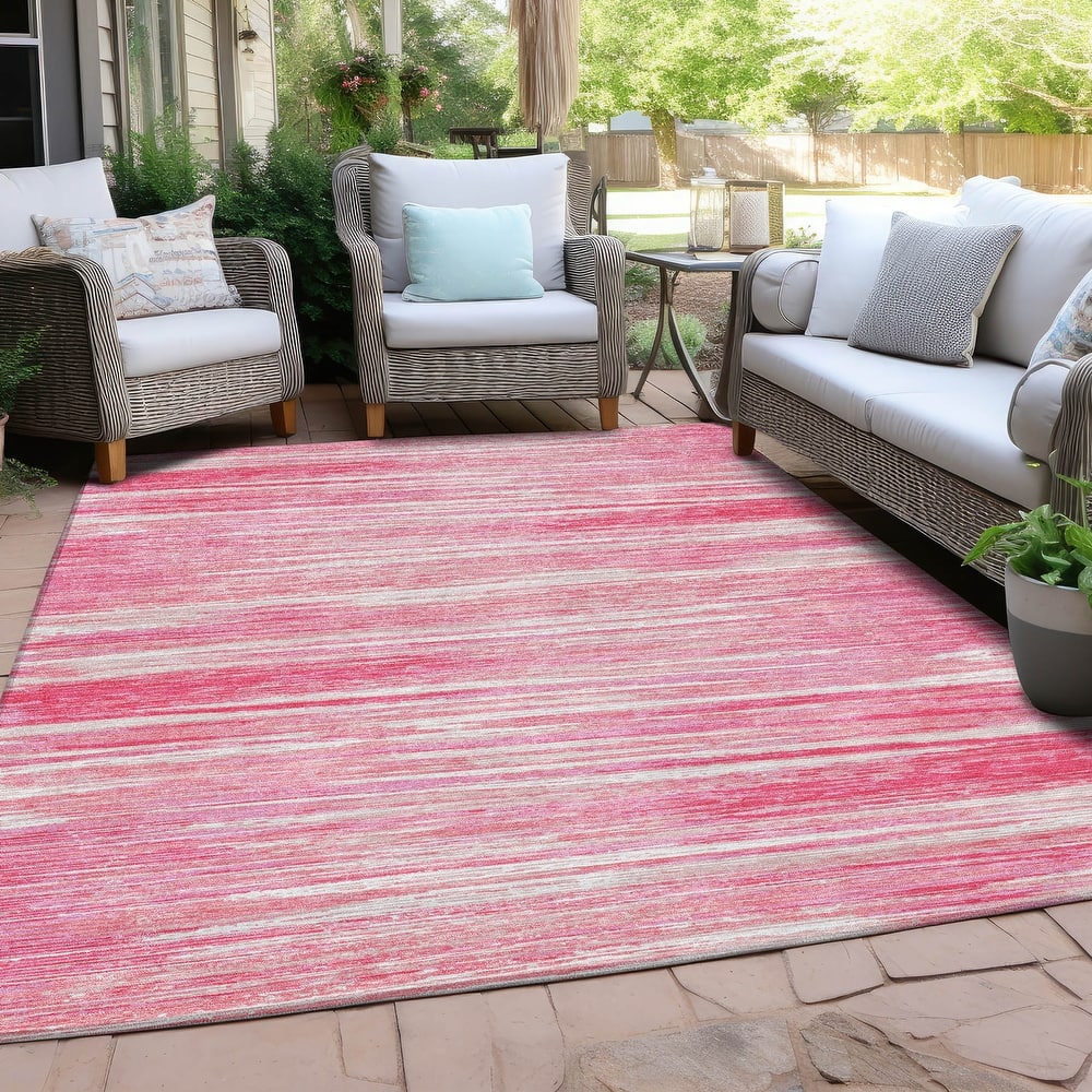 Machine Washable Indoor/ Outdoor Chantille Abstract Stripe Rug