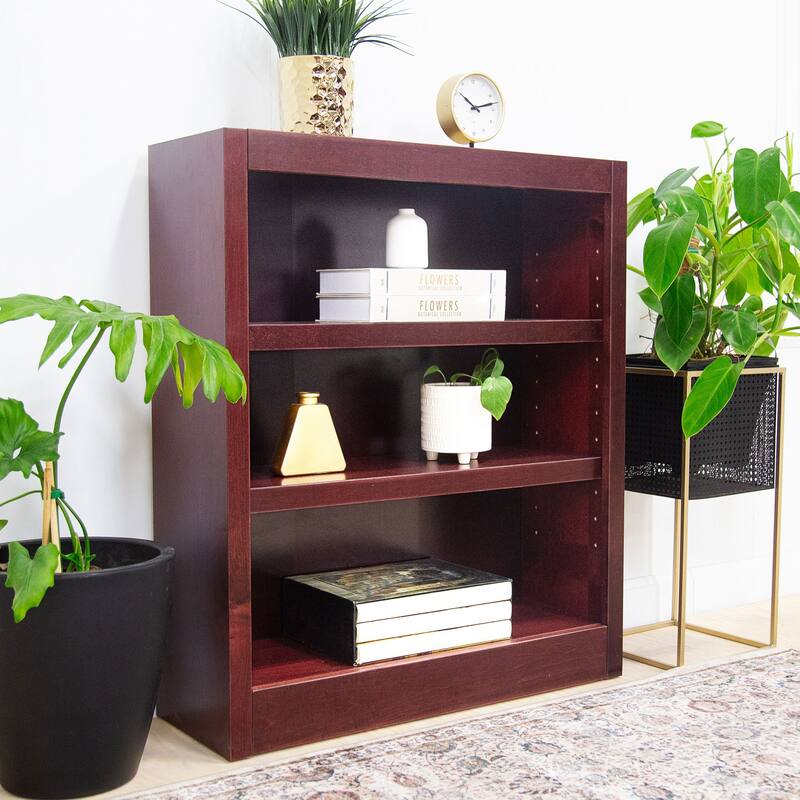 Concepts in Wood 3 Shelf Wood Bookcase, 36 inch Tall