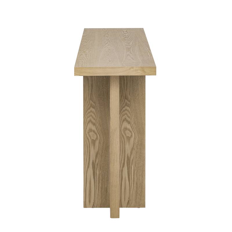 60" Console Table with T-Leg Base & Ash Veneer, Modern Style