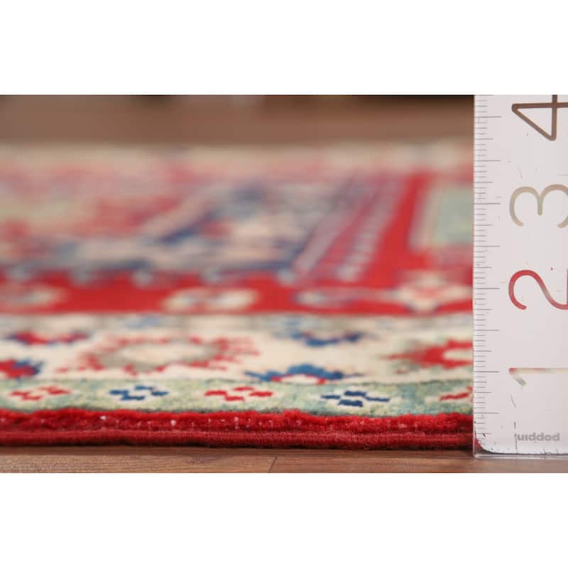 Red Kazak Accent Rug Handmade Traditional Bedroom Wool Carpet - 4'0" x 5'8"