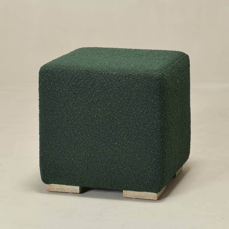 KINWELL 18.5" W Square Boucle Upholstered Ottoman Entryway Footstool