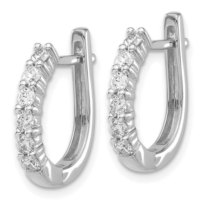 Curata 14k White Gold Diamond Hinged Hoop Earrings - 19x16mm Wide 2mm Thick
