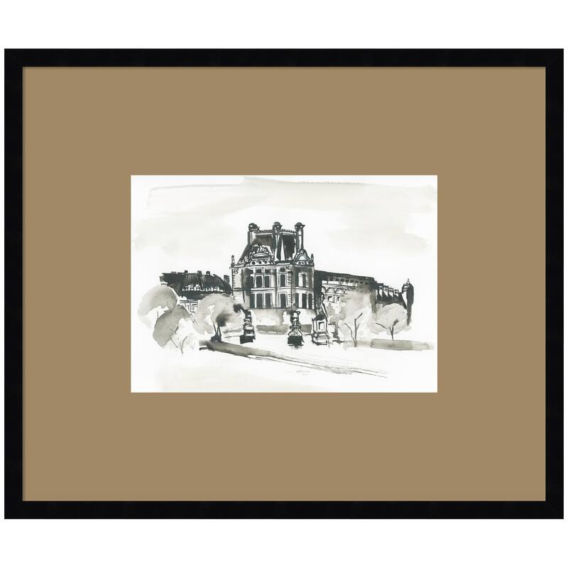 Kate and Laurel Postcard Paris by Teju Reval Framed Wall Art Print Matted - 25x21