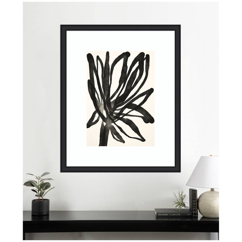 Kate and Laurel Framed Art Dark Floral by Alicia Bock