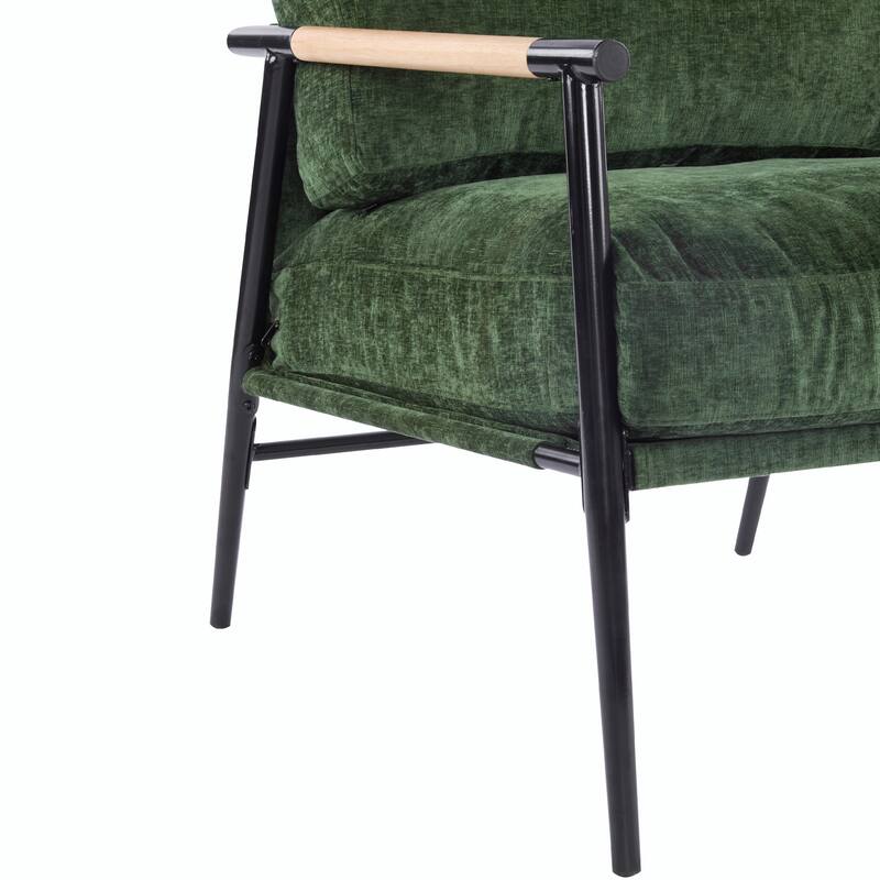 Minimalist Armchair - Soft Cushions, Wood/Metal Design, Compact