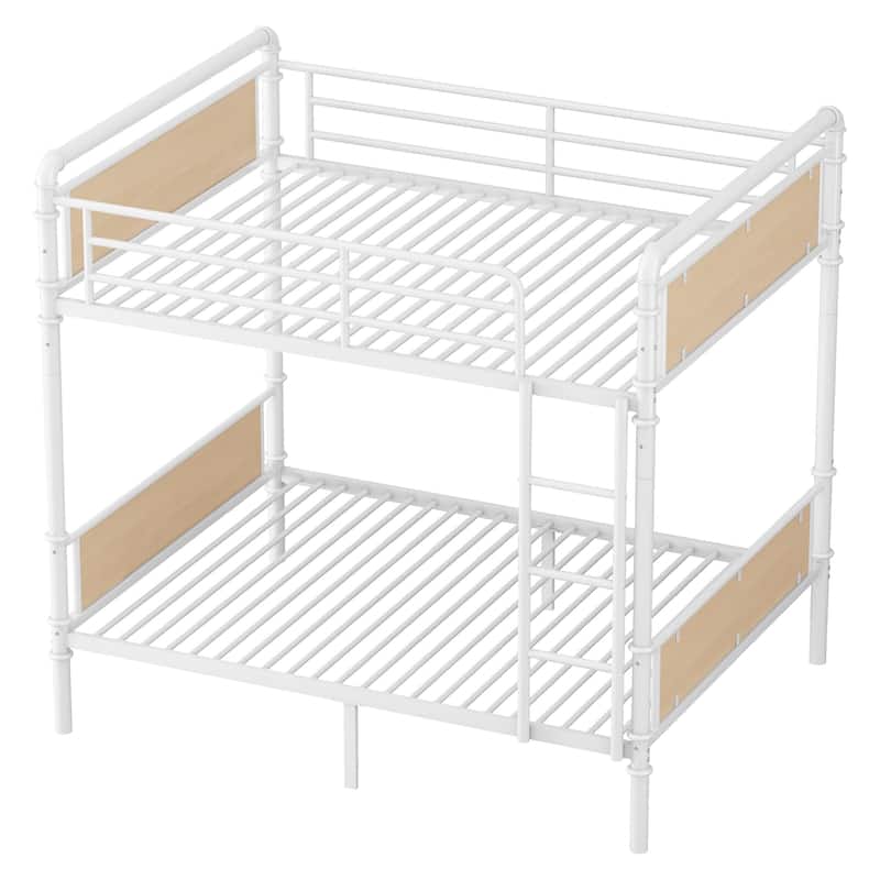 Twin XL over Twin XL Metal Bunk Bed, Industrial Detachable Bunkbeds with Safety Guard Rails