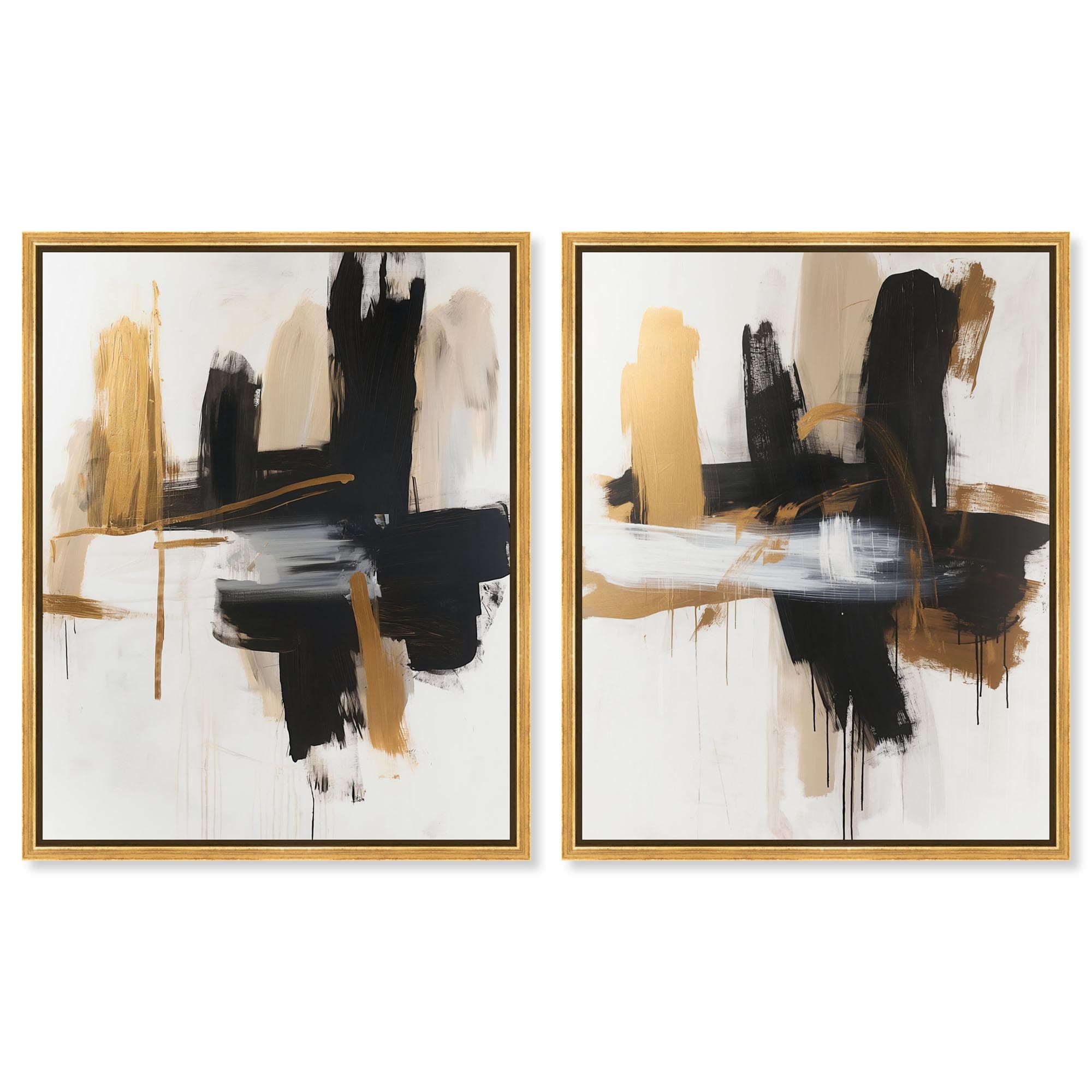 Golden Glam Luxe Set of 2 Boho Wall Decor Set of 2 Canvas Print by Art Remedy