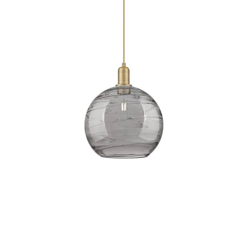Innovations Lighting 716-1P-15-12 Athens Deco Swirl Pendant Athens - Brushed Brass / Light Smoke Deco Swirl
