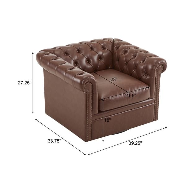 dimension image slide 1 of 2, Christopher Knight Home - Chesterfield Swivel Club Chair with Deep Button Tufting and 360-Degree Rotation