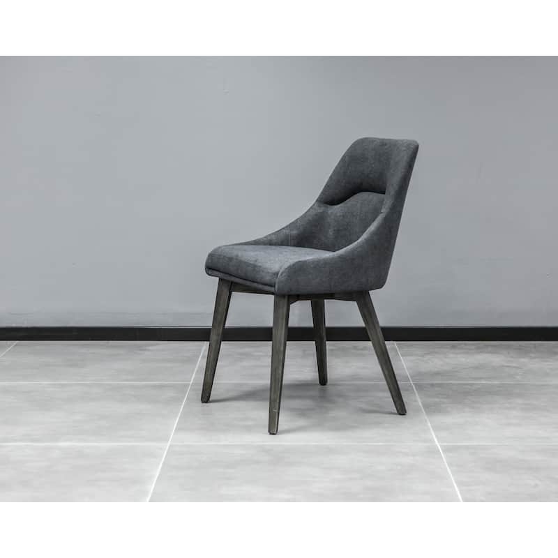 Lileth Modern River Gray Dining Chairs with Acacia Wood Legs - Set of 2 - N/A
