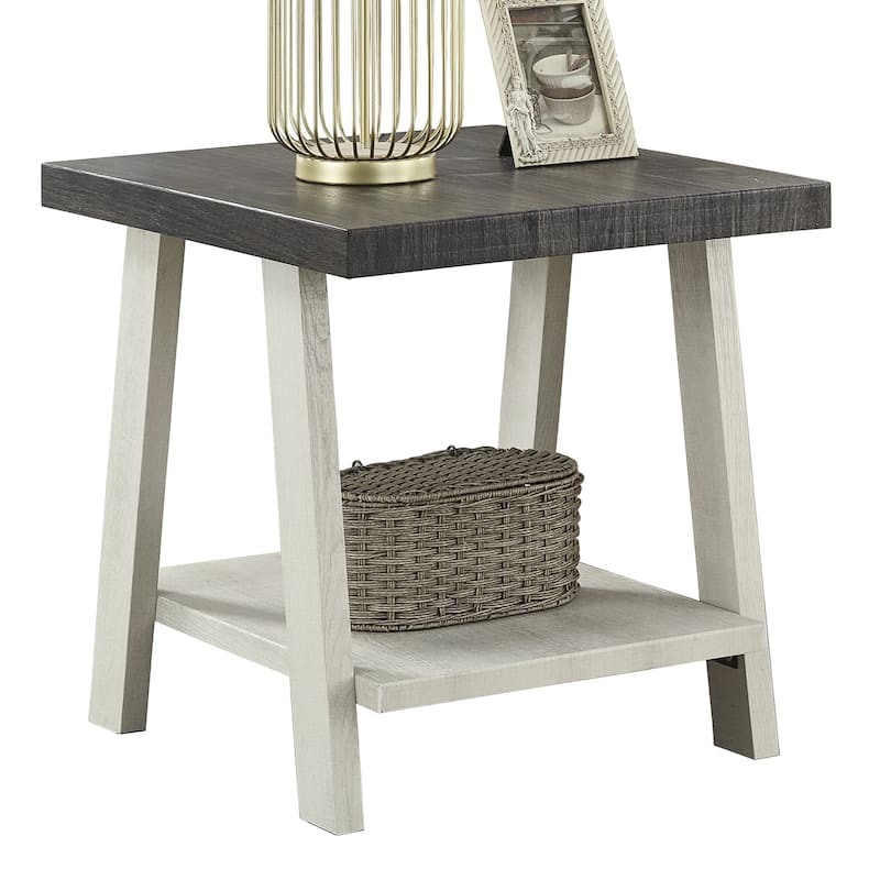 Contemporary Two-Tone Wood Shelf End Table