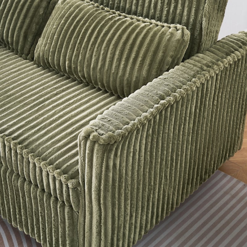 Anmytek Green Corduroy Multi-Functional Sliding Sofa with Mobile Tabletop USB Ports for Living Room Bedroom