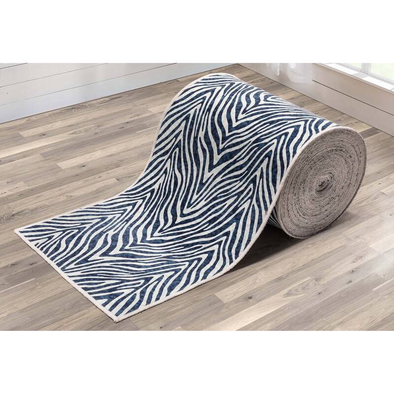 Custom Size Runner Flat-Weave Washable Apollo Zebra Modern Stair Rug