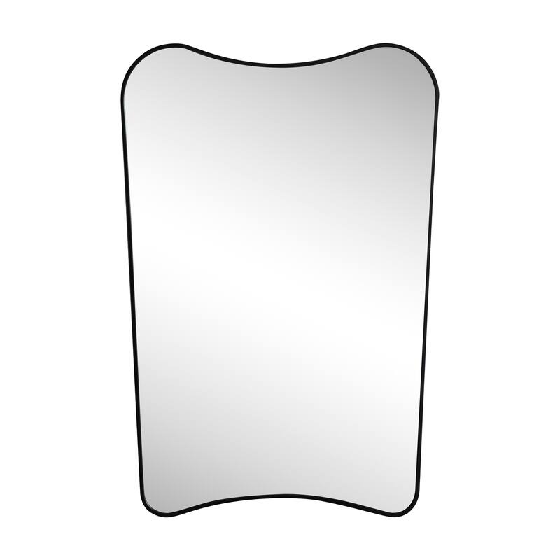 JONATHAN Y Alfie Irregular Metal Framed Wall Mounted Mirror with Flat Bottom