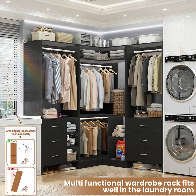 Cimly Set of 3 Freestanding Corner Closet System, Space-saving Closet Organizer for Walk-in/ Reach-in Closet