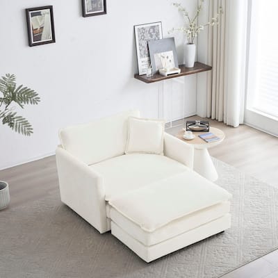 Modern Accent Chair with Ottoman, Living Room Club Chair Chenille Upholstered Armchair , Reading Chair for Bedroom