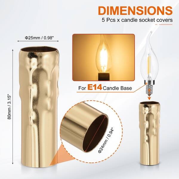dimension image slide 15 of 39, Candle Covers Sleeves, Socket Sleeves for Candelabra Base Bulbs