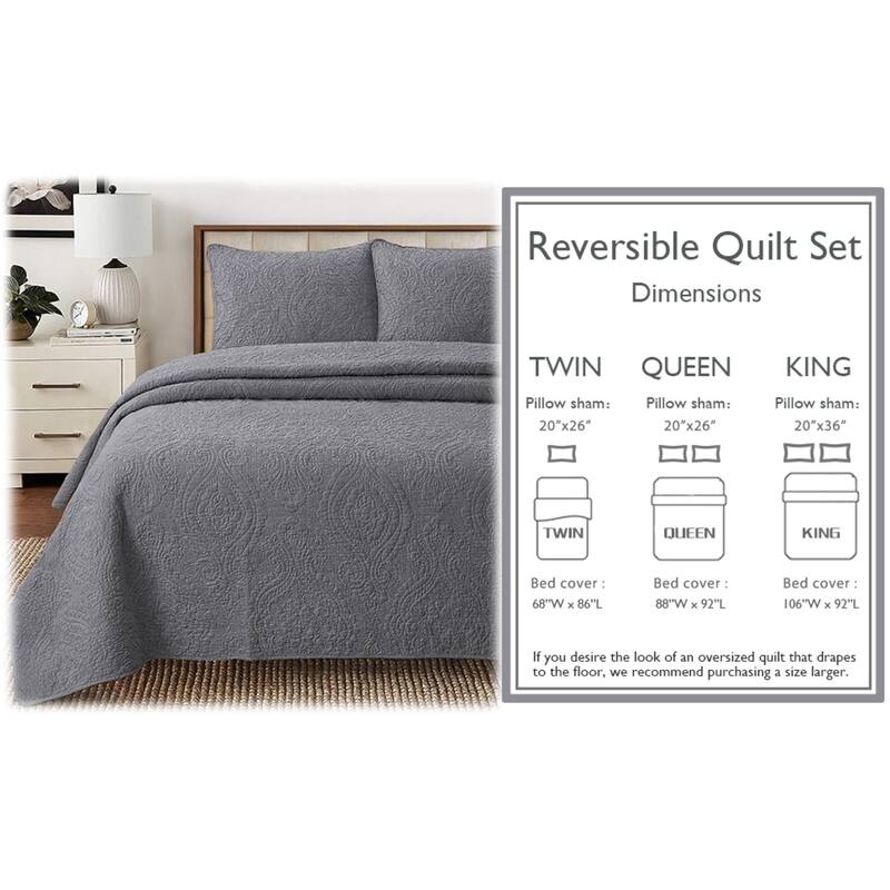 Gracewood Hollow Golding Medallion Cotton Solid (White, Ivory or Gray) Quilt Bedding Set