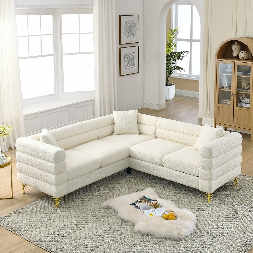 sectional white sofa with throw pillows