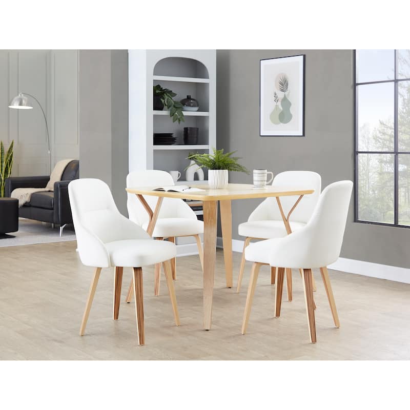 York Upholstered Contemporary Chair in Zebra Wood - Set of 2 - White