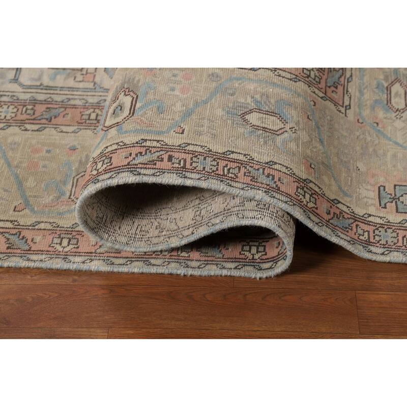 Geometric Tabriz Persian Area Rug Oriental Hand-Knotted Wool Carpet - 8'0"x 10'6"