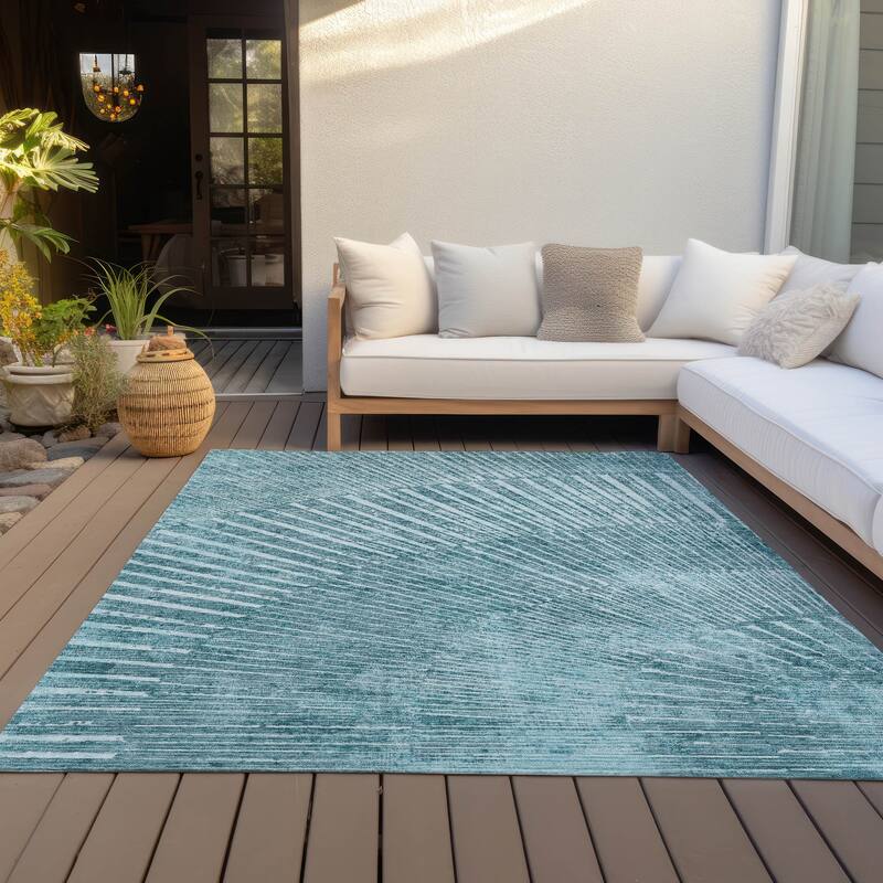 Machine Washable Indoor/ Outdoor Modern Fan Chantille ARug