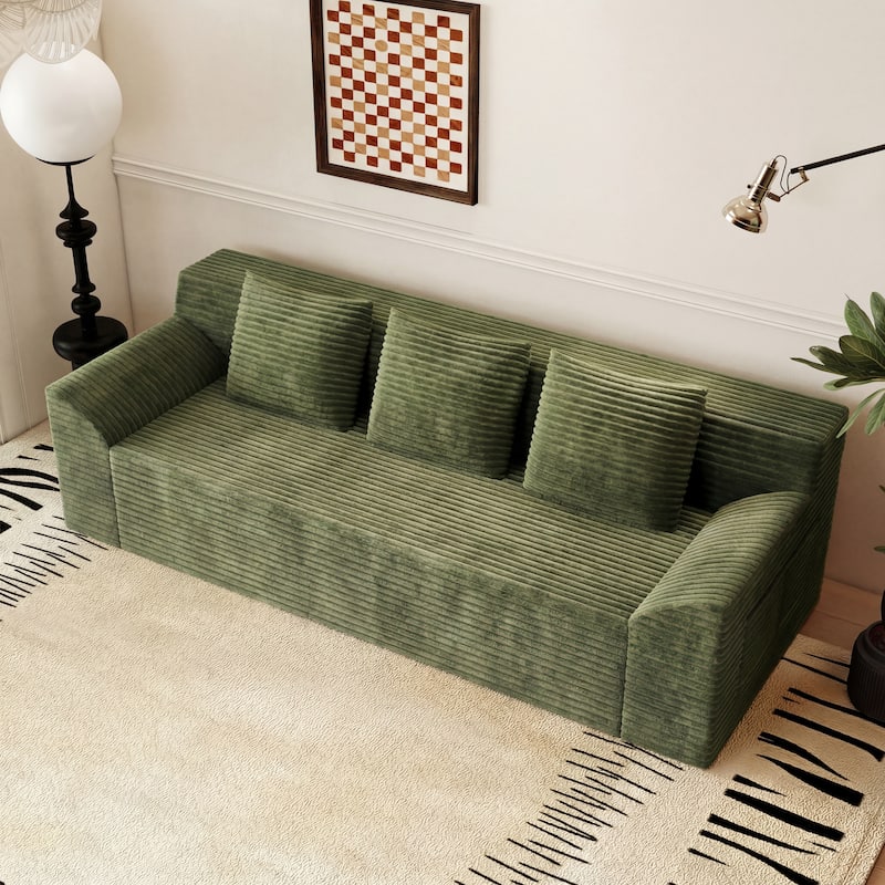 71" 3-Seater Corduroy Sofa with Deep Seat Design, Ready-to-Use for Living Room, Bedroom & Office