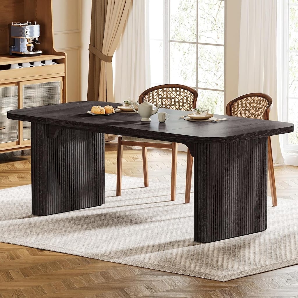 62-Inch Wood Dining Table for 4-6 People Modern Rectangular Kitchen Table for Dining Room Living Room
