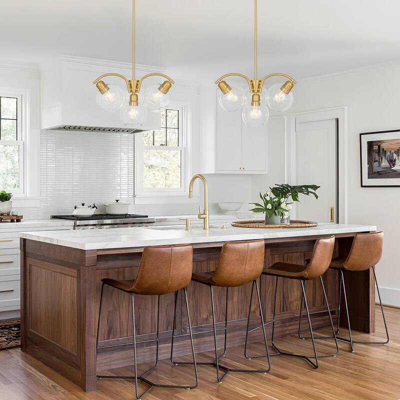 LamQee Sputnik Metal Chandelier with Clear Glass Globe Shades