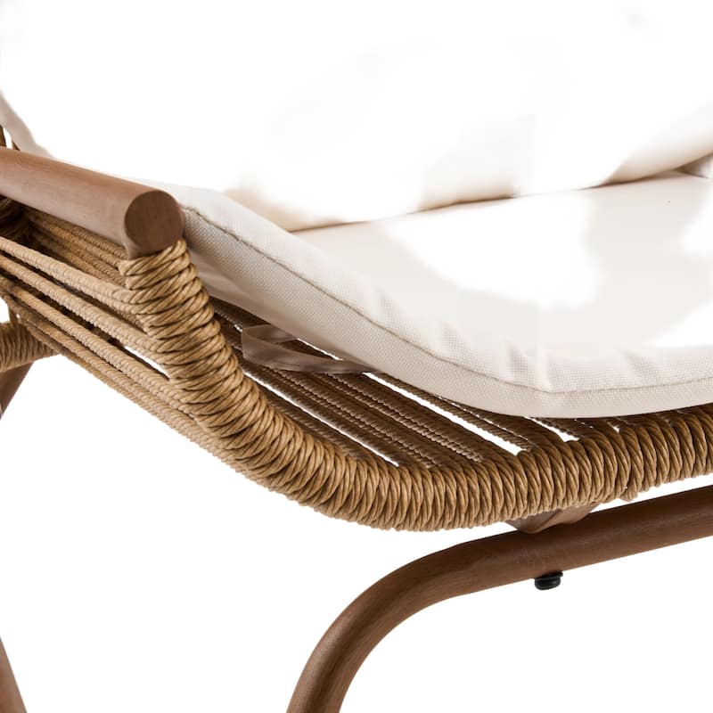 Christopher Knight Home - Set of 2 Modern Outdoor Rocking Chair with PE Rattan and Concrete Side Table Set