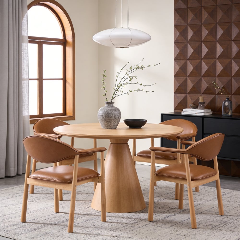 Christopher Knight Home - Modern Upholstered Rubber Wood Dining Chairs with Ergonomic Curved Back