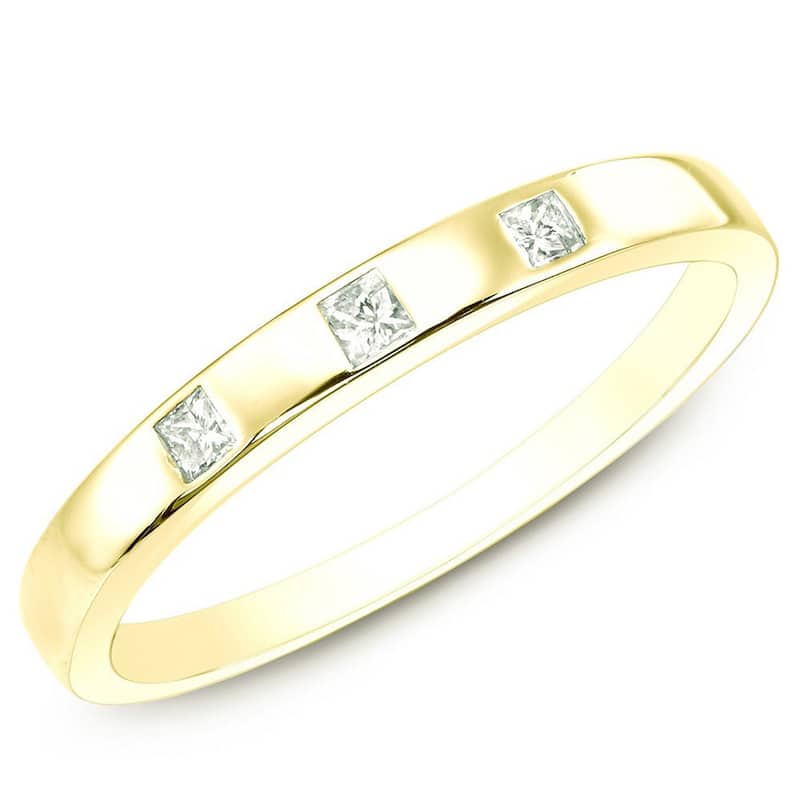 Auriya 10k Gold 1/10ctw Princess-cut Diamond Wedding Band - Yellow - 4
