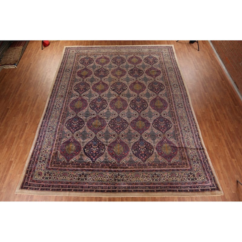 Vegetable Dye Kerman Persian Large Rug Handmade Wool Carpet - 13'3" x 17'3"